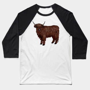 Highland cow cartoon illustration Baseball T-Shirt